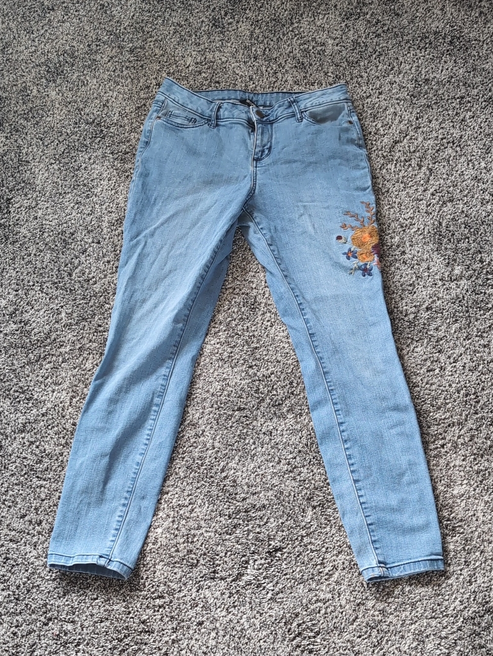 George Light Blue Skinny Jeans with Sunflower Patch